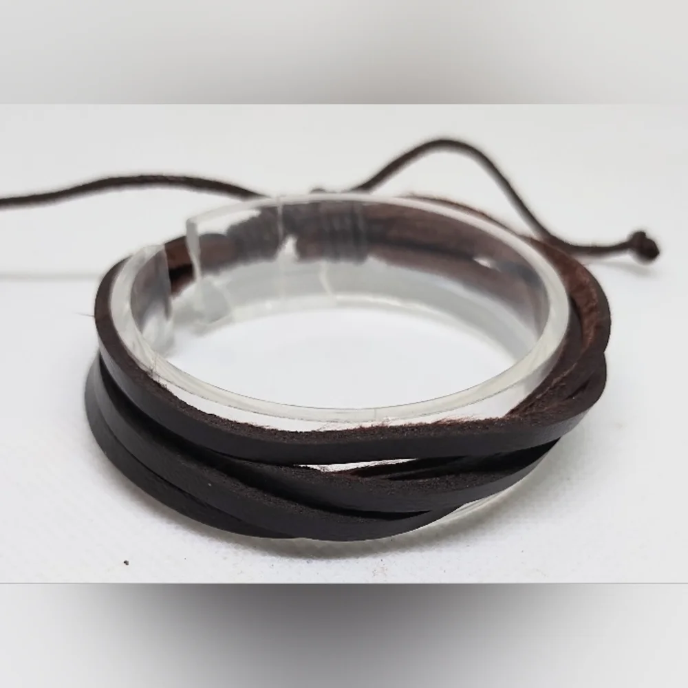 Men's Bracelet‎ Leather Layered Brown NEW f52
